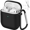 AXFEE Cover Compatibile con AirPods 2/1 (2019/2016) Custodia, con Kit di Pulizia e Moschettone, Case Protettiva Antiurto in Silicone Morbido per Apple AirPods 2/1 Generazione Custodia- Nero