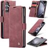 Azororo Cover per Samsung Galaxy Z Fold 7 5G, Premium PU Pelle Custodia, Magnetica Carta Fessura Portafoglio Case, Flip Cavalletto Custodia per Samsung Galaxy Z Fold 7 - Vino Rosso