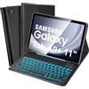 SOPPY Custodia Tastiera Retroilluminata per Samsung Tab S10+ Plus/S9+ Plus/S9 FE+/S8+/S7+/S7 FE 12.4, Layout Italian, 7 Colori Retroilluminazione, Porta Penna S, Copertura Sottile, Nero