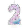 mciskin Candele rosa a forma di coda di sirena, candele per 2° compleanno con perle pastello, decorazioni per il secondo compleanno a tema sirena, per bambini, ragazze, ragazzi, feste di compleanno