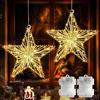 Globalink Luci Stella 2PC, Stella di Natale Luminosa 60 LED, Luci Natale Finestra Tridimensionale 8 Modalità Timer Batteria Catena Luminosa Finestra per Feste, Patio