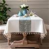 Pahajim Tovaglia Antimacchia Rettangolare Copritavolo Moderno Cotone Lino Tovaglie Elegante Impermeabile Lavabile per Protezione Tavolo Cucina,Soggiorno,Ristorante (Bianca,140x300cm)