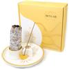 BEYLAB Porta incenso 4 in 1 Luna, Porta Palo Santo salvia per bruciare, Porta bastoncini, Ciotola sbavature, Vassoio raccogli cenere in ceramica da 5.9 pollici Sala Meditazione Yoga - Stella