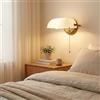 B·LED BARCELONA LED Applique da Parete Vintage "BANQUERO" con Paralume in Vetro Bianco, Base in Ottone Anticato, Paralume Orientabile, Interruttore a Catenella - Compatibile con Lampadina LED E27