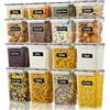 FOHERE Contenitori Ermetici per Alimenti con Coperchio 16 Pezzi, Senza BPA | Contenitori Ermetici Plastica, Contenitori per Alimenti Organizzatore Cereali, Muesli, Farina, Trasparente