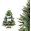 FairyTrees Albero FAIRYTREES Nordman Premium 120 cm, realizzato nell'UE. Albero di Natale artificiale formato da due materiali diversi, con supporto in frassino fatto a mano, tronco marrone