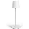Madrigal Classica 3 (38 cm) - Lampada LED Ricaricabile USB-C da Tavolo a Lunga Durata con Base Tonda - Luce Regolabile (Dimmer) con il Tocco - Casa e Ristorante - Protezione IP54 - Bianco Opaco