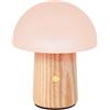 Gingko Lampada a fungo Alice RGB che cambia colore, luce d'atmosfera e luci notturne, batteria a lunga durata, ricarica USB-C, 3 modalità di illuminazione, legno certificato FSC con paralume in ABS