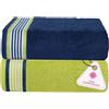 CASA COPENHAGEN He & She set di salvietta da bagno grandi 2 pezzi, Kalifornienblau - grün, 550 g/m², progettato in Danimarca, realizzato in morbido cotone egiziano per bagno, cucina e doccia