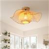 Schindora Lampadario Camera Da Letto In Bamboo e legno,48Cm Boho Lampadari Soggiorno Tessuto A Mano E27 Lampadario Cucina Per Salotto Sala Da Pranzo Ristorante