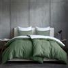 Dreamzie 2 Copripiumino Singolo Cotone 135x200 cm con 2 Federe 80x80 cm - Verde Set Copripiumino Singolo 135 x 200 con Chiusura Lampo, Consistenza Simile al Lino Slavato Pietra