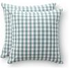 GAMUSI Set di 2 federe per cuscino Vichy a quadri 45 x 45 federe per cuscini decorativi divano con cerniera in cotone traspirante e morbido, colore acqua