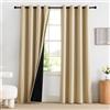 PONY DANCE100% Tende Oscuranti per Soggiorno 2 Pezzi L 140 x A 220 cm Tende Camera da Letto Modern Blackout Curtains Termiche con Anelli per Salotto Eleganti, Beige