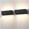 Klighten lampade da parete 30W Esterno/Interno Moderno,2PCS lampada da esterno Bianco Caldo 4000K Applique da Parete,IP65 Impermeabile,Angolo del Fascio Regolabile Applique(Nero)