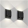 Klighten 2 Pezzi Lampade da Parete LED 12W Esterno Interno IP65, Applique da Parete Su e Giù, Lampada Muro Moderne in Alluminio per Soggiorno Corridoio Scale, 4000K Bianco Naturale, Nero
