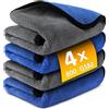 Airlab 4X Panno Microfibra Asciugatura Auto Moto Professionale 800GSM, 40x40 CM Asciugamani Assorbenti Senza Aloni Rapido Lavaggio Catturapolvere Lucidatura, Panni Stracci Pulizia Vetri Cucina Bagno
