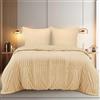 Utopia Bedding Seersucker Copripiumino Una Piazza e Mezza - Microfibra Copripiumino 200x200cm + Federe 80x80cm - Beige