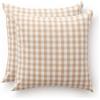 GAMUSI Set 2 Federe per Cuscino Vichy a Quadretti 45 x 45 - Federe Decorative per Cuscini Divano con Cerniera, Cotone, Traspirante e Morbido, Beige