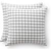 GAMUSI Vichy - Set di 2 federe per cuscino a quadretti, per divano, con cerniera, in cotone traspirante e morbido, 45 x 45 cm, colore: grigio chiaro