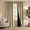 PONY DANCE 100% Tende Oscuranti Camera da Letto con Anelli Tende Termiche Isolanti per Interni 2 Pezzi L 140 x A 220 cm Doppio Strato Blackout Curtains per Soggiorno, Beige