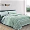 Dorian Home - Set Copripiumino Matrimoniale 250x210 con Sacco in 100% Puro Cotone + 2 Federe Cuscino Letto 50x80 con Patella di 18 cm (Padel Verde, Una Piazza e Mezza - 200x210 cm)