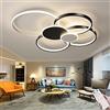 RRBEST Plafoniera LED Soffitto Dimmerabile, 6-Cerchi Design Lampada da Soffitto con Telecomando/APP, 100cm Rond Plafoniere Moderno per Soggiorno, Camera da Letto, Nero