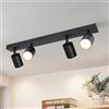 ZMH Plafoniera LED nera faretto da soffitto: lampada da soffitto GU10 | faretti 4 lampadine, faretti da soffitto orientabili a 350°, faretto da parete industriale per soggiorno, senza lampadina