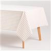 GAMUSI Tovaglia antimacchia rettangolare Tessuto cotone impermeabile a righe Beige,140 x 100 cm