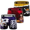 FREEGUN Boxer Uomo One Piece, Boxer Uomo Luffy, Originale e Autentico (Confezione da 3), Viola/Nero/Bianco/Rosso/Arancione, XXL
