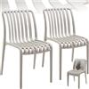 tectake®, Set da 2 sedie da giardino impilabili, sedia giardino esterno in plastica, sedie da esterno, terrazzo, sedie polipropilene, poltrone moderne, cucina, mobili, senza braccioli - Tortora