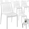 tectake® Set di 4 sedie da giardino impilabili, mobili da giardino da balcone, set da bistrò, poltrone, mobili da esterni, mobili da balcone, mobili da terrazza, colore: bianco
