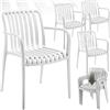 tectake®, Set da 4 sedie da giardino impilabili, sedia giardino esterno in plastica, sedie da esterno, terrazzo, sedie polipropilene, poltrone moderne, cucina, mobili da esterno - Bianco