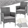 tectake® Set di 2 Sedie da Giardino in Poly Rattan di Alta Qualità, 4 Rivestimenti di Ricambio, Design Moderno con Morbidi Rivestimenti Beige e Grigio, Imbottiture Rimovibili - Grigio/Grigio Chiaro