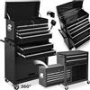 tectake® Carrello Portautensili con Ruote Portatutto, Porta Attrezzi Officina con Ruote, Bauletto Estraibile Impilabile e Mobile, Carrello porta attrezzi - Nero