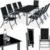 tectake® Set mobili da giardino, Tavolo con Sedie, Tavolo Massiccio con Lastra di Vetro di Sicurezza, Telaio di Alluminio, 8 Sedie Confortevoli, Design sofisticato - grigio scuro