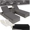 tectake® Set 2 x Lettino Alluminio, Poly Rattan, Lettini Prendisole, Lettini da Giardino, Tavolo Giardino, Sdraio Prendisole, Sedia, Involucro Protettivo, 2 Federe - Grigio