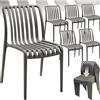 tectake®, Set da 6 sedie da giardino impilabili, sedia giardino esterno in plastica, sedie da esterno, terrazzo, sedie polipropilene, poltrone moderne, cucina, mobili, senza braccioli - Antracite