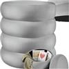 tectake® Pouf Contenitore, Sgabello Imbottito con Rivestimento Effetto Velluto, Stile Scandinavo per Camera e Salotto - Grigio, Ø 42 x 47 cm