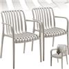 tectake®, Set da 2 sedie da giardino impilabili, sedia giardino esterno in plastica, sedie da esterno, terrazzo, sedie polipropilene, poltrone moderne, cucina, mobili da esterno - Tortora