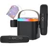 DRSYXCS Karaoke con Microfono, Karaoke Macchina per Bambini più 2 microfoni, altoparlante portatile bluetooth per karaoke con cambio di voce e luce a led (nero)