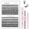 FADLASH Kit di Extension Ciglia a Ciuffetti da 40D e 50D, 240pcs Ciglia Finte Naturali da 0,07mm Curva D 8-16mm， Bond and Seal, Pinzette per Lash Cluster, DIY a Casa Saloni