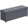 SONGMICS Pouf Contenitore, Cassapanca Pieghevole, 38 x 110 x 40 cm, Sgabello Poggiapiedi, 112 L, Superficie in Velluto, per Camera da Letto Soggiorno, Grigio Ardesia LSF0518G02