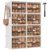 SONGMICS Scarpiera 8 Scomparti, Scarpiera Componibile Ingresso, 30 x 45 x 30 cm per Scomparto, Ante Trasparenti, Metallo, 32 Paia, Camera da letto, Bianco Nuvola e Marrone Trasparente LPC054WH01