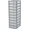 Iris Ohyama Cassettiera in Plastica, Portaoggetti, 10 Cassetti Medi, Grigio, Apertura Facile, Formato A4, A5 e A6, Organizzatore, Per Ufficio, Scuola, Cartoleria, Senza BPA, Contenitore, OCH-2100