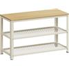 VASAGLE Panca per Scarpe, Scaffale a 2 livelli, Organizzatore per Scarpe, 73 x 30 x 45 cm, per Ingresso, Soggiorno, Telaio in Acciaio, Stile Industriale, Beige Quercia e Bianco LBS073W09