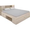 DEKIT GRUPO RIMOBEL LANKA - Letto matrimoniale con spazio di stivaggio nel testiera e sotto il letto - Rovere Naturale - 95 x 149 x 218 cm
