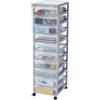 Iris Ohyama Cassettiera in Plastica con ruote, 10 Cassetti Piccoli, Grigio, Maniglie facili da tirare, Organizzatore, Per Camera Da Letto, Bagno, Scuola e Ufficio, Senza BPA, Contenitore, DC-010