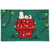 Excelsa Peanuts Shiny and Bright Zerbino da Ingresso, Fibra di Cocco, 60x40 cm, Verde con Snoopy Natalizio, Base Antiscivolo in PVC