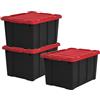 Iris Ohyama, Caisse Rangement Plastique avec Couvercle Robuste, 68L, Lot de 3, Noir, Empilable, pour Garage, Etagères, Déménagement, Plastique, Boite a Outils, Boîte de Rangement, DDSKT-700
