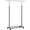 SONGMICS Stand Appendiabiti, Appendiabiti con Ruote, Capacità di Carico 25 kg, Estensibile, Color Argento e Nero HSR101B01